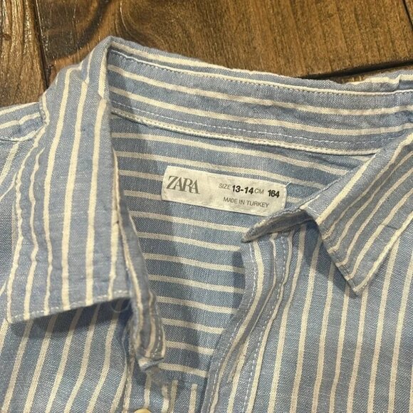 Zara boys pin stripe button down shirt | size 13-14 - Picture 2 of 4